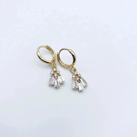 PETIT Cubic Zirconia Huggie Hoops Earrings - Picture 2 of 2